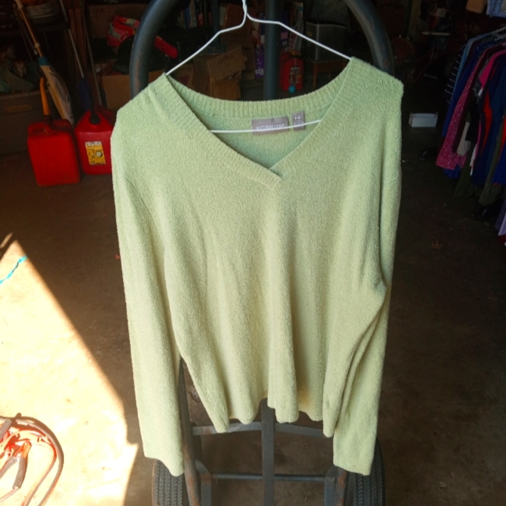 Woman's lime green sweater top